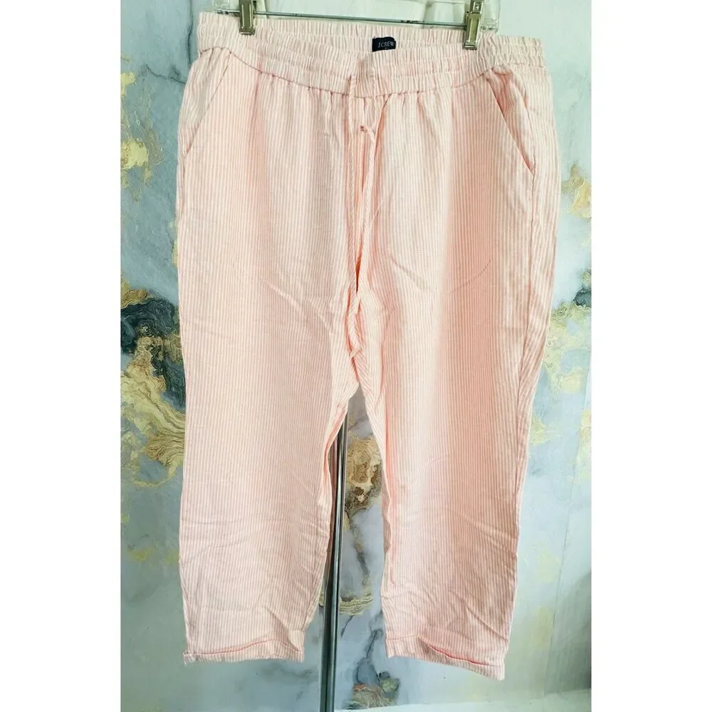 NWT J. Crew womens Striped Linen Pants Size 14